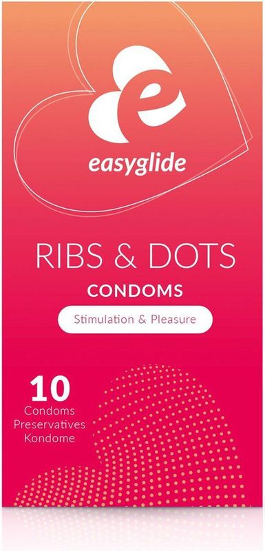 EasyGlide - Ribs and Dots Condooms - Condooms met Glijmiddel - 10 stuks