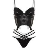Christine Wetlook Bustierset Monroe - Zwart - XL