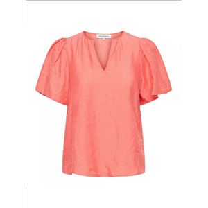 &co woman - T-shirt - Roze - Korte Mouwen - V-hals