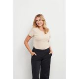 &Co Woman - Top - Zand - Korte Mouwen - Aansluitende Pasvorm