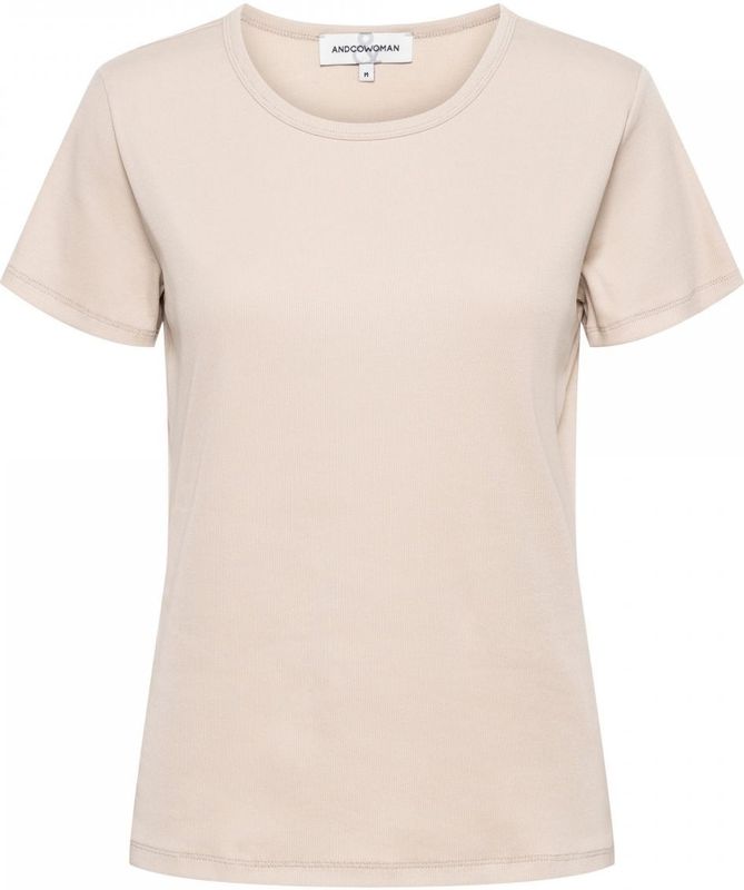 &Co Woman - Top - Zand - Korte Mouwen - Aansluitende Pasvorm