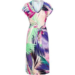&Co Woman - Jurk - Kleurige Print - Korte Mouwen - V-hals