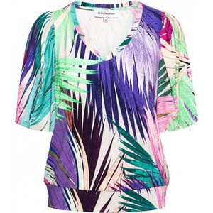 &Co - Lindsey - Top - Blad Motief - Turquoise Multi