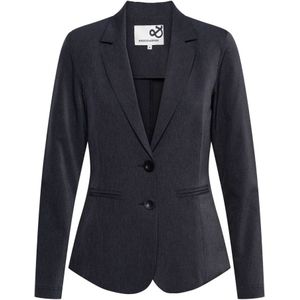 &Co Woman - Antraciet Blazer - Dames - Blauw - Polyester - Paspelzak en 2-knoops sluiting