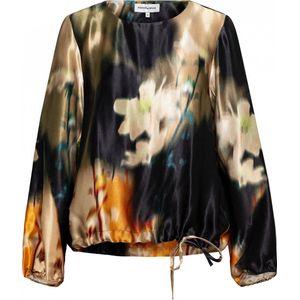 ALEXANDRA - PLD FLOWER - T-shirt - Black Multi - Katoen
