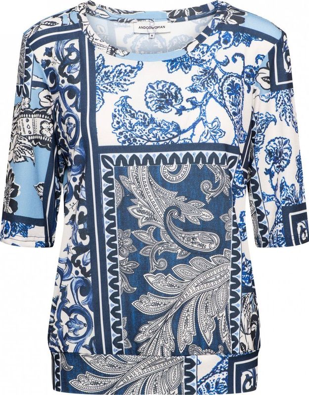 &Co Woman T-shirt - Paisley Patchwork - Veelkleurig - Poliester