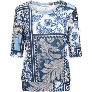 Andcowoman - LUCILLE PAISLEY PATCHW - T-shirt - Indigo - 95% Polyester, 5% Elastaan