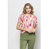 AndCo Woman - Ella - T-shirt - Perzik/Oranje - V-hals - Viscose/Polyester