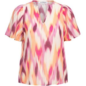 AndCo Woman - Ella - T-shirt - Perzik/Oranje - V-hals - Viscose/Polyester