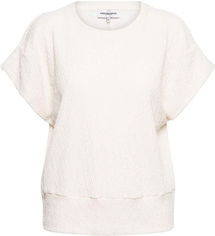 Andco woman - Tori - T-shirt - Ecru - Ronde Hals - Korte Mouwen
