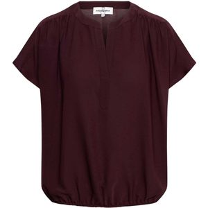 &Co Woman - Top - Donkerpaars - Rechtvallend - Korte Mouwen