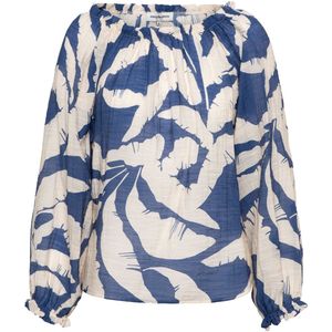 &Co Woman - Top - Blauw - Lange Mouwen - Off Shoulder Kraagvorm