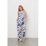&Co Woman - NADINE BANANA LEAF - Broek - Blauw - Lang Model