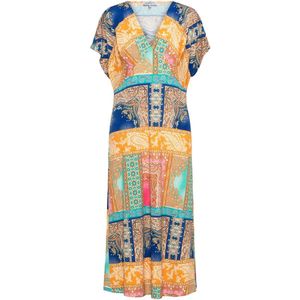 &Co Woman - Lia - A-lijn Jurk - Multi Paisley - Kobalt - 96% Polyester, 4% Elastaan