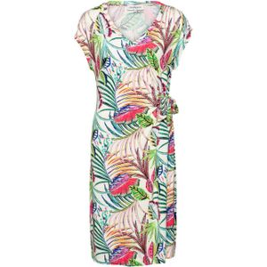 &Co Woman - LIZZY MULTI LEAF - Midi Jurk - Multi - Korte Mouwen