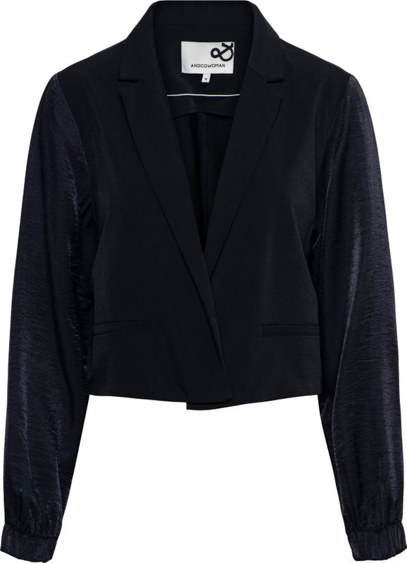 &Co Woman - Fluwelen Blazer - Donkerblauw - Regular Fit