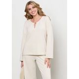 &Co Woman - Blousetop - Beige - 3XL - Ronde Hals - Lange Mouw