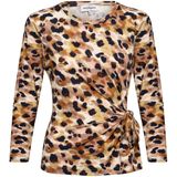 &Co Woman - Top - Bruin - Aansluitend - Rechte Mouwen - Ronde Hals