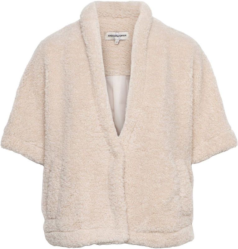 Andcowoman - Carly - Vest - Beige - Fancy Teddy Kwaliteit - Korte Mouwen