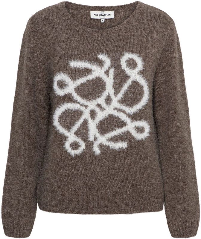 &Co Woman - Bilal - Pullover - Chocolate - Lange Mouw