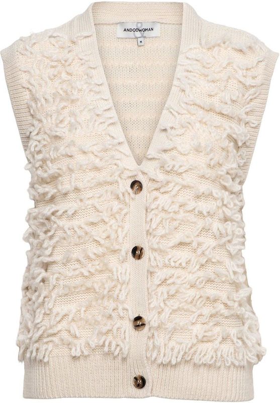 &Co Woman - M-Beige - Gilet - Mouwloos - 3-knoops Sluiting