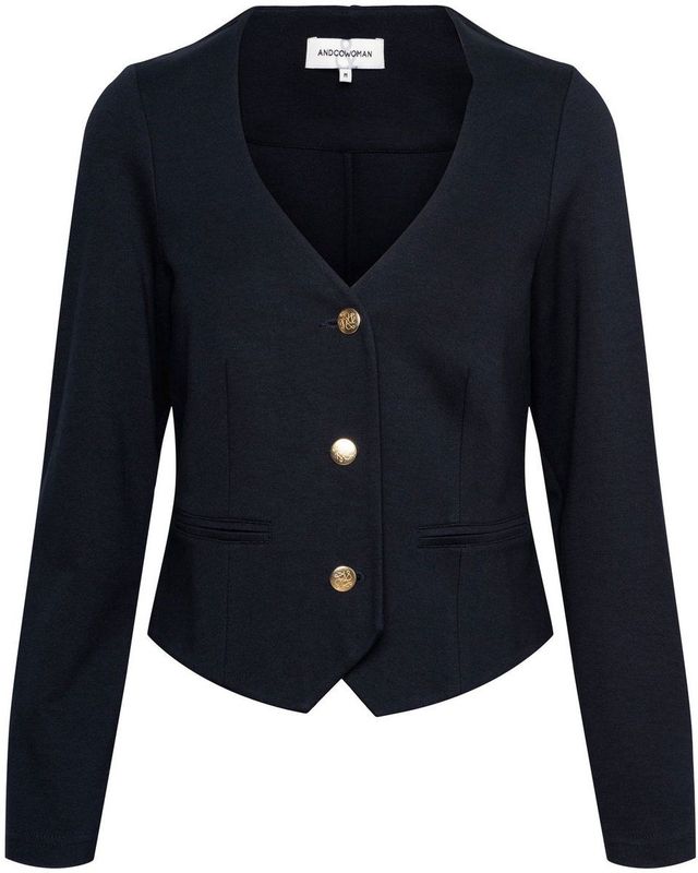 &Co Woman - Blauw - Blazer - Kort Model - V-hals - Punta-kwaliteit