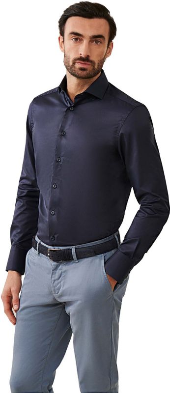 Cavallaro - Napoli - Overhemd - Donkerblauw - Slim Fit - Twill