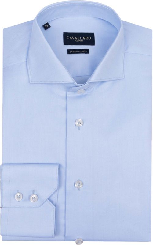 Cavallaro Napoli - Slim Fit Overhemd - Lichtblauw - Twill