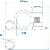 ProPlus - Accupoolklem - Messing en Staal - Binnendiameter 16-17 mm