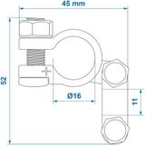 ProPlus - Accupoolklem - Messing/Staal - Binnendiameter 16 t/m 17 mm
