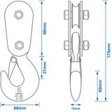 Pro Plus Katrol met Gaffelhaak met Klep - 5/16 inch - Maximale Belasting 2000 kilo - blister