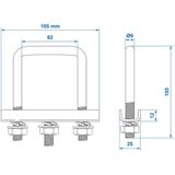 Pro Plus U-beugel voor Neuswielklem - Vierkant 60 mm - 2 stuks