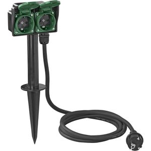 ProPlus Dubbele tuincontactdoos - 2-voudig - 2 meter kabel - IP44 - 3680W vermogen