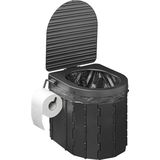 ProPlus Opvouwbaar Toilet – 34,5 x 29 x 31,5 cm - Inklapbaar - Chemisch Mobiel Toilet - Draagbaar - Geschikt voor kamperen, varen of reizen - Draagvermogen 150 kg - Inclusief vuilniszakken, een stoffen petzak en toilethouder - Met Deksel – Zwart