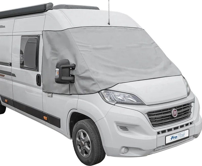 ProPlus Raamafdekking voor Fiat Ducato X290 vanaf 2014 - Isolerende raamfolie - Isolatie raamfolie - Tegen hitte en kou - Voorruitafdekking - Anti inkijk - Grijs