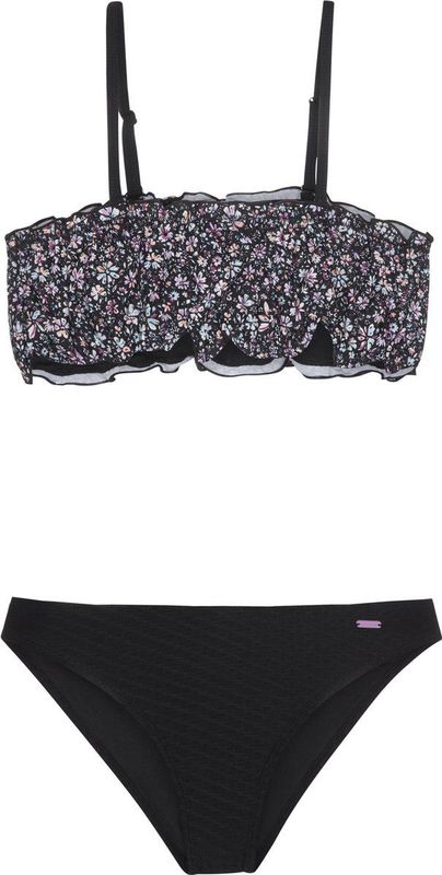 Protest - PRTLARA JR - Bandeau Bikini - Zwart - Getextureerd - Bloemenprint
