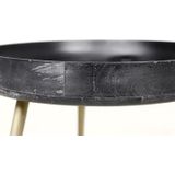Bijzettafel Ventura - ø50 cm - mangohout/ijzer - black wash/antique gold