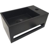 BWS - Fontein met Handdoekhouder - Mat Zwart - 35.6x20.3x15.9 cm