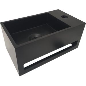 Sanifun S.S. fontein & handdoekrek matzwart rechts 356x203x159