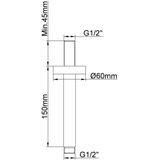 Wiesbaden Caral douchearm met plafondbevestiging 15 cm geborsteld koper 29.6860