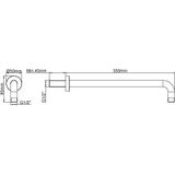 Wiesbaden Caral Gebogen Douchearm 35 cm. - Geborsteld Koper