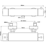 Wiesbaden Caral Cool Touch Thermostatische Douchemengkraan 15 cm. - Geborsteld Koper