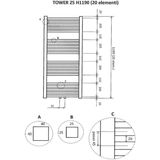 Wiesbaden Tower radiator 119 x 60 cm mat-zwart