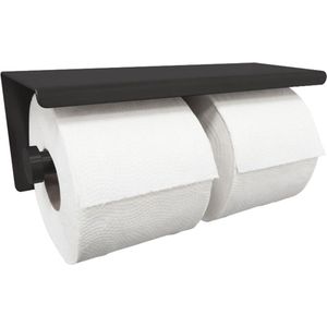 Sanifun Brush dubbele toiletrolhouder mat-zwart.