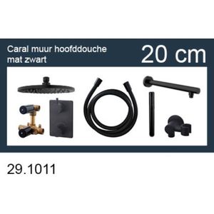 Inbouwthermostaatset wiesbaden caral rond 20 cm muuruitloop mat zwart