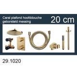 Inbouwthermostaatset wiesbaden caral rond 20 cm plafonduitloop geborsteld messing goud pvd coating