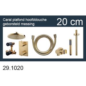 Wiesbaden one-pack inbouwthermostaatset met plafond douchearm 20 geborsteld messing