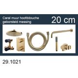 Inbouwthermostaatset wiesbaden caral rond 20 cm muuruitloop geborsteld messing goud pvd coating