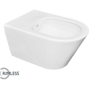 Wandcloset Wiesbaden Luxe Rimless 53 cm Inclusief Bidet-functie Mat Wit