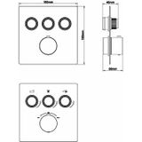 Wiesbaden Caral Klik Pro - Douchekraan Thermostatisch - Glans Chroom - Inbouw - 3-weg - Afbouwdeel